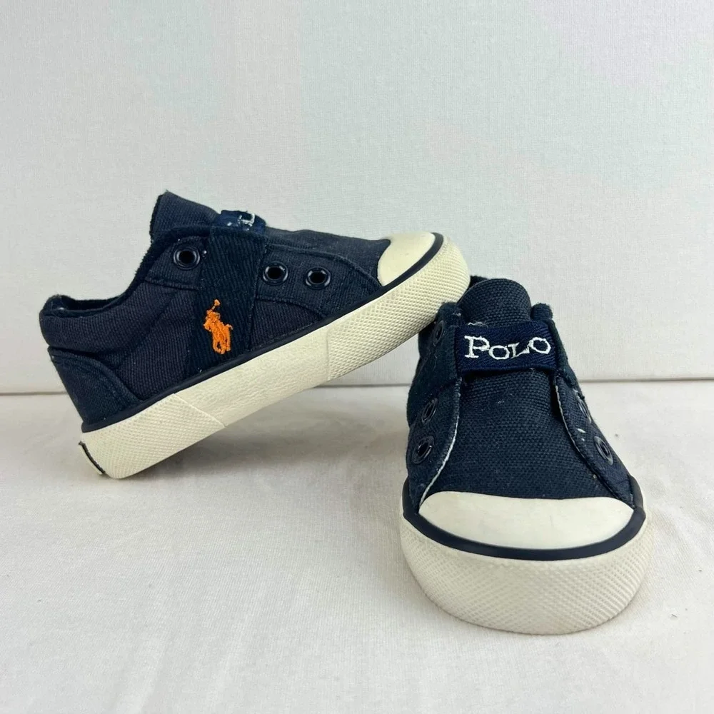 GUC Polo Ralph Lauren Navy Canvas Gardener Slip On Shoes Toddler Size 5